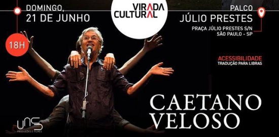 Show de Caetano Veloso terá tradução para Libras. Foto: Reprodução