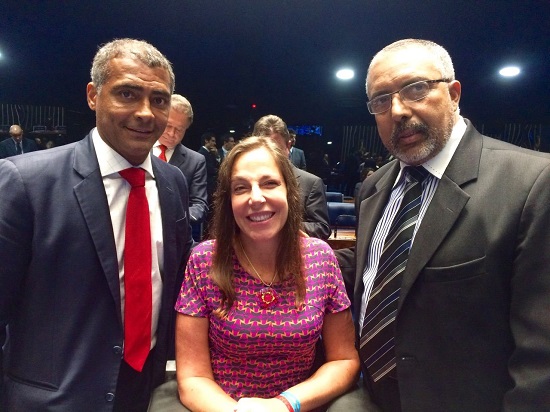 Senador Romário Faria (PSB/DF), deputada federal Mara Gabrilli (PSDB/SP) e senador Paulo Paim (PT/RS). Foto: Reprodução