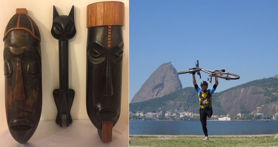 Alarico Moura é ciclista e escultor de peças em madeira. Imagem: Reprodução