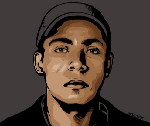 Desenho do rosto de Genivaldo dos Santos, homem negro que foi assassinado por agentes da Polícia Rodoviária Federal em Sergipe.